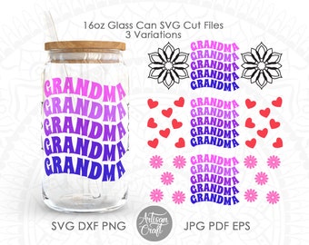 Tazza da caffè in vetro della nonna, lattina di vetro SVG, lattina di vetro della nonna avvolgere, avvolgere la tazza da 16 once SVG