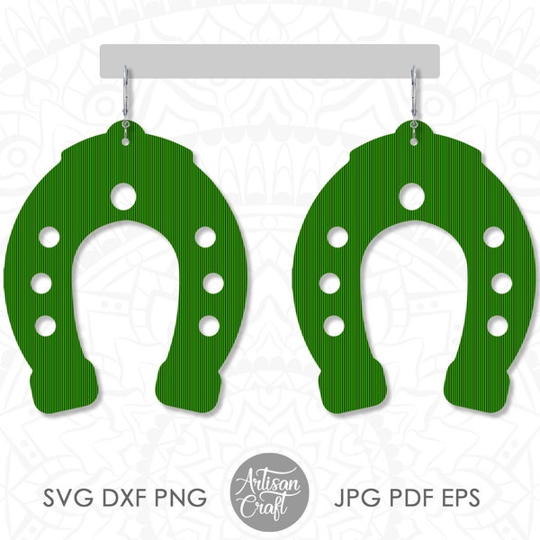 Horseshoe earrings svg, st patricks day earrings svg, jewelry making, lucky charm, cricut pattern, cut file Leather Earrings Template