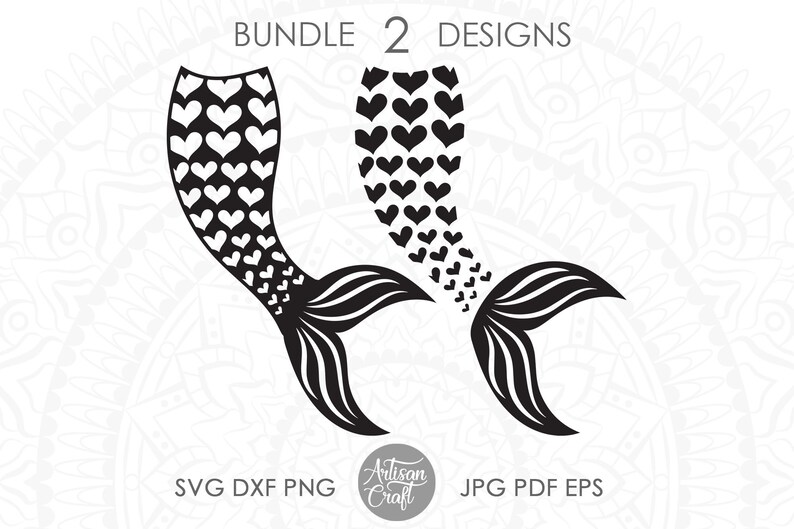 Mermaid tail SVG mermaid svg cut file heart shaped Svg | Etsy