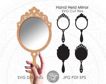 Hand Spiegel SVG Laser Schnitt Dateien: Monogramm Clipart (digitaler Download)
