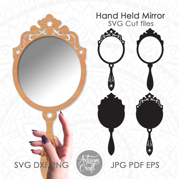 Hand held mirror SVG,  laser cut files, Mirror clipart, hand held mirror, Cut file, Monogram SVG