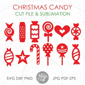 Christmas candy SVG, candy clipart, sublimation PNG, Candy cane, peppermint, lollipop