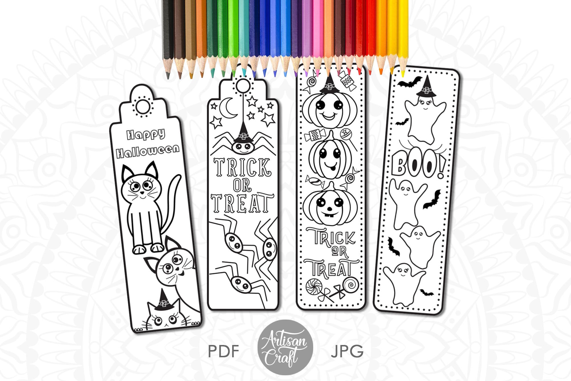 Halloween Coloring Bookmarks Coloring Page Coloring Sheet Etsy