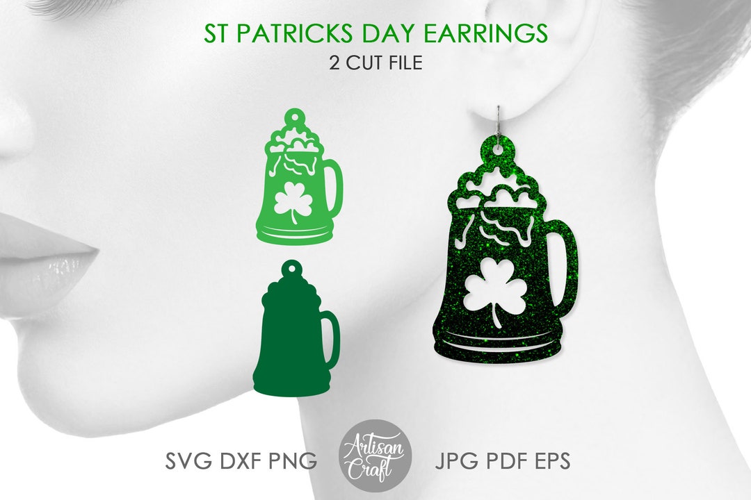 Beer Mug Earrings, St Patrick's Day Earring ,SVG Cut File, Beer Jewelry