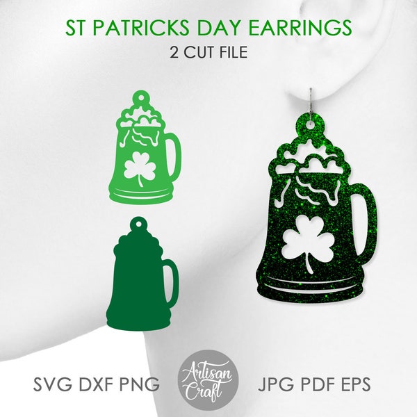 Beer mug earrings, St Patrick's day earring ,SVG cut file, beer jewelry, beer stein