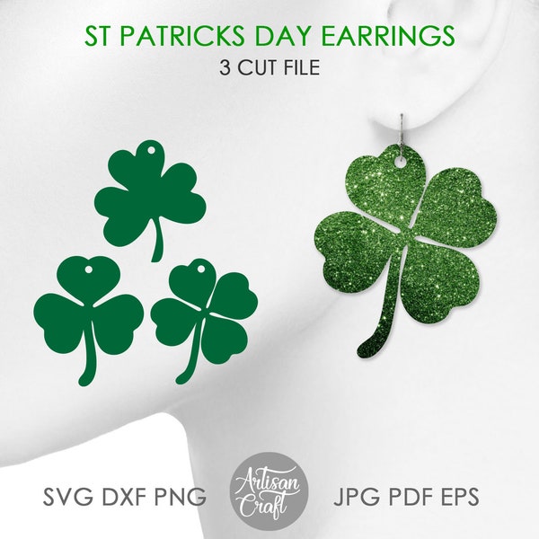 Shamrock earrings, St Patrick's day earrings, SVG cut file, clover earrings, lucky clover jewelry