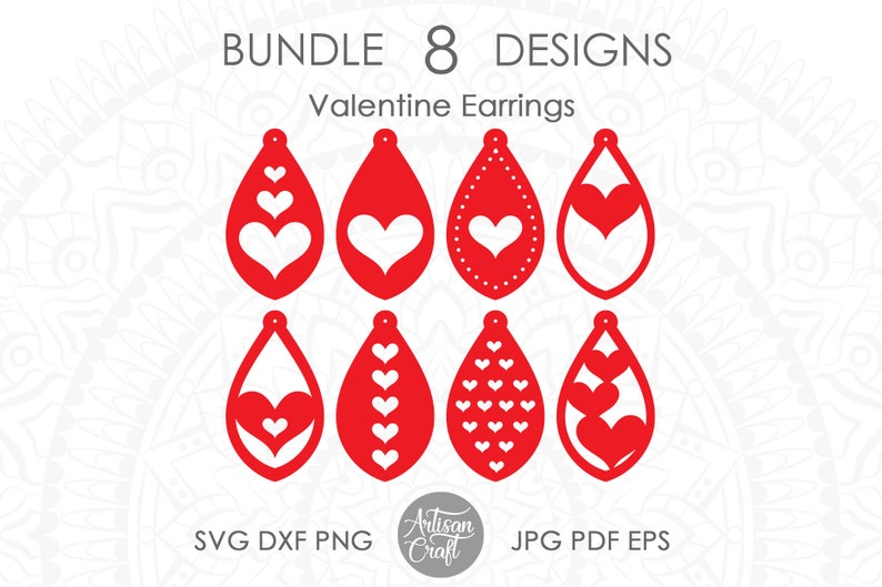 Valentine earring svg bundle Heart earring cut files | Etsy