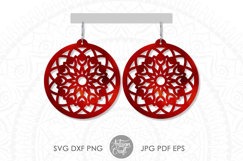 Mandala earring svg round earring faux leather earrings | Etsy