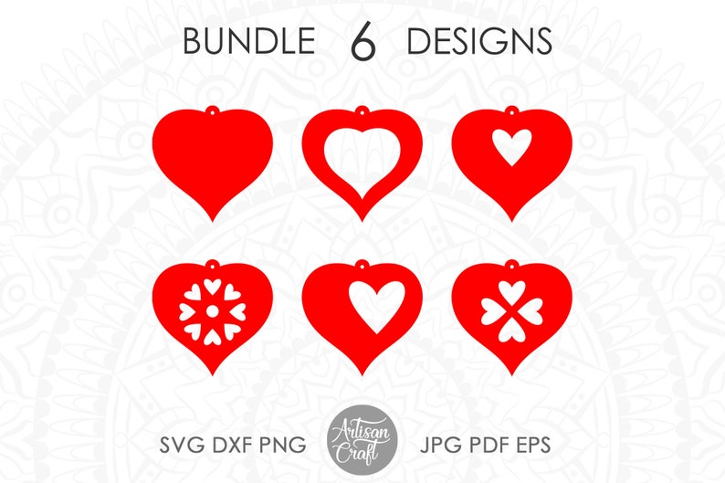 Download Valentine earring svg bundle Heart earring cut files | Etsy