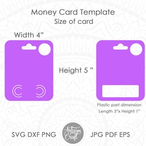 money gift card svg showing size which is 4 inches wide and 5 inches tall