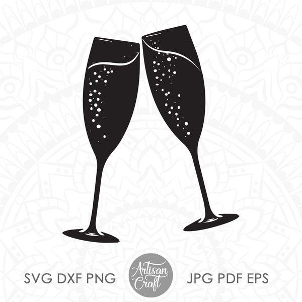 Champagne flutes svg, Champagne glass svg, toast, toasting, wine glass