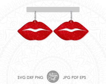 Lips earrings svg, valentine earrings svg files,faux leather earring template, laser cut files, silhouette files