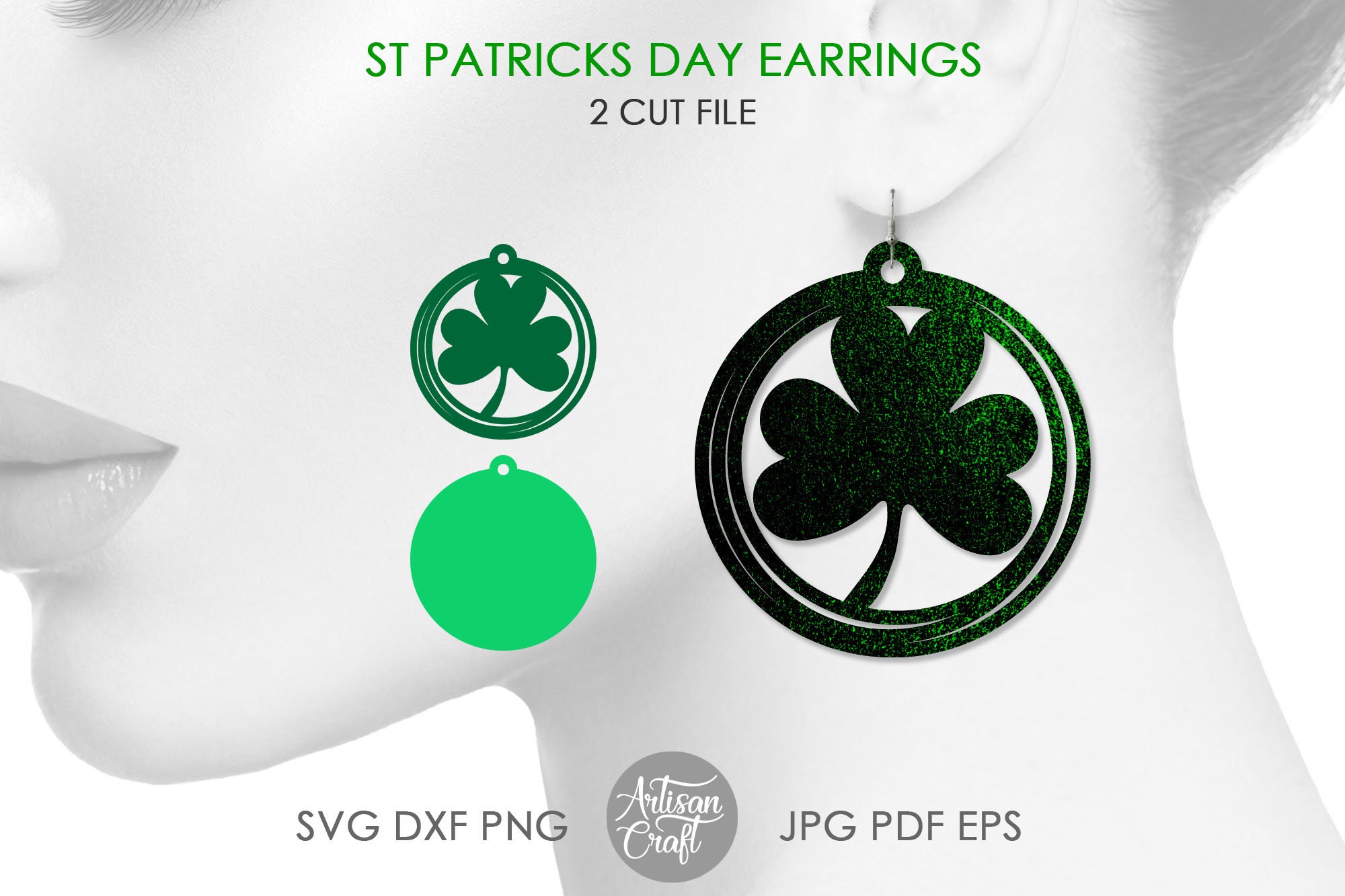 teardrop earrings laser cut DIY 7 St Patrick/'s Day Shamrock Earrings bundle pendant instant download vector jewelry template