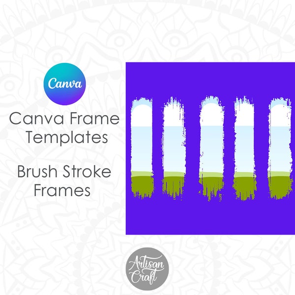 Canva Brush Stroke frame | Canva frame | distressed PNG