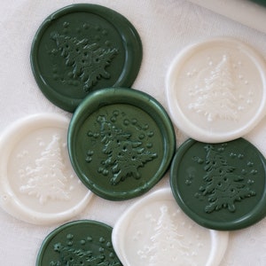 Christmas Tree Self Adhesive Wax Seal Set of 10 | Peel and Stick Wax Seal | Christmas Holiday Card Wax Seal