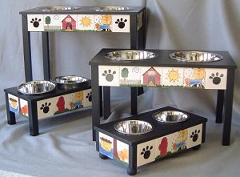 Raised Pet Feeders Handmade Handpainted Ceramic Raised Dog Feeders Ceramic Cat Feeders Ceramic
