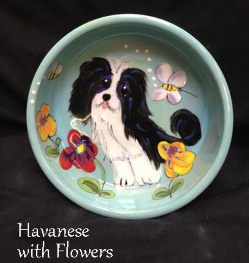Havanese Custom Personalized Ceramic Dog Bowls Handmade Etsy