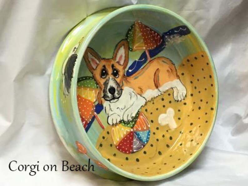 Custom Personalized Ceramic Dog Bowls Handmade Painted Breed Pet
