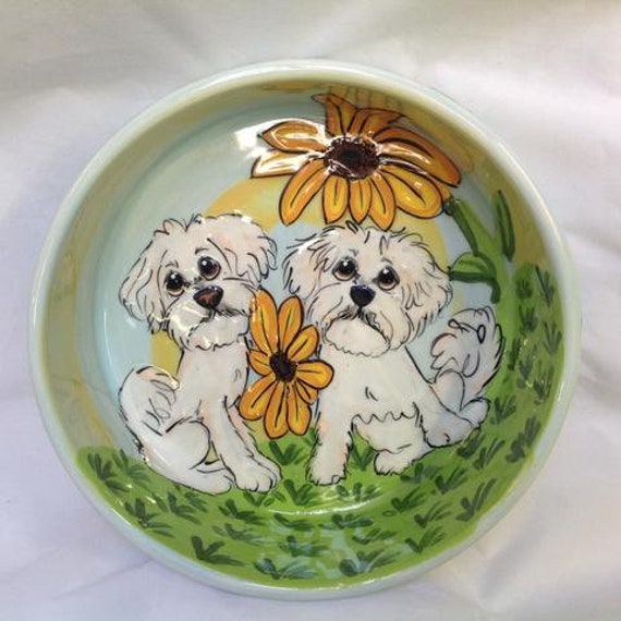 Handmade Painted Breed Pet Ceramic Bowls Pet Food Dog Bowls for Small