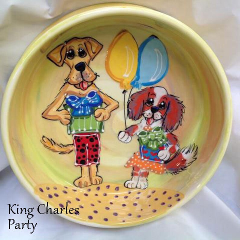 King Charles Cavalier Custom Personalized Ceramic Dog Bowls Etsy
