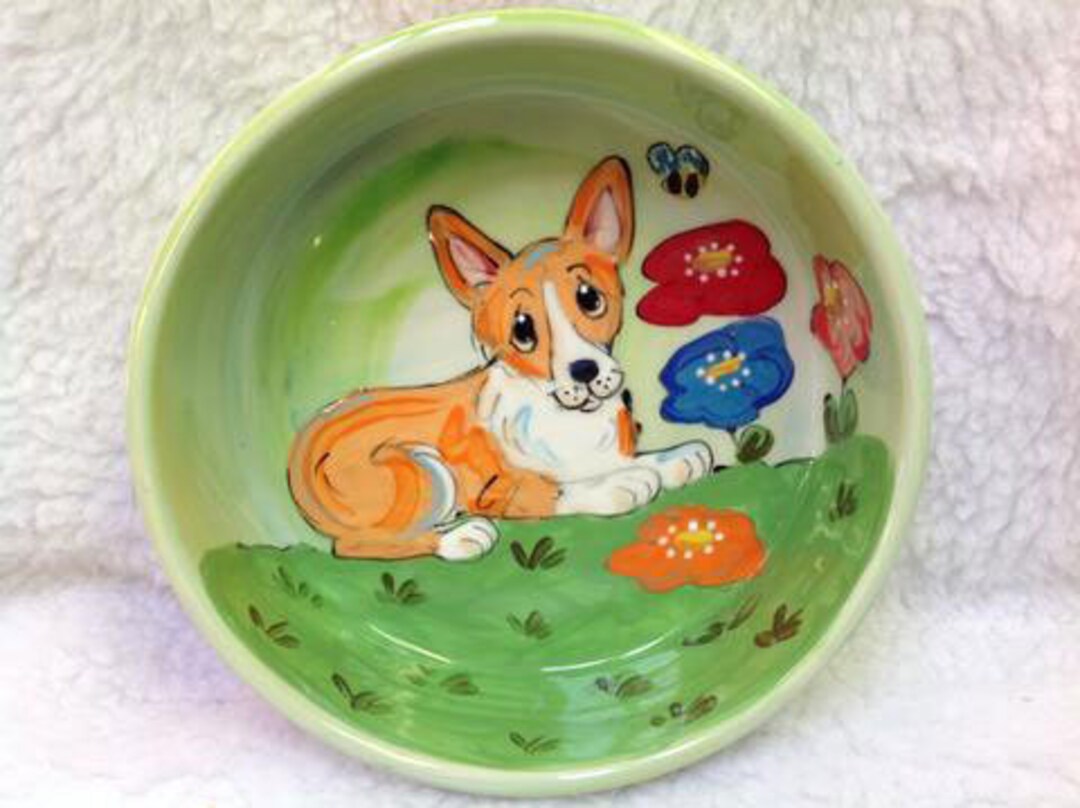 Custom Personalized Ceramic Dog Bowls Handmade Painted Breed Pet