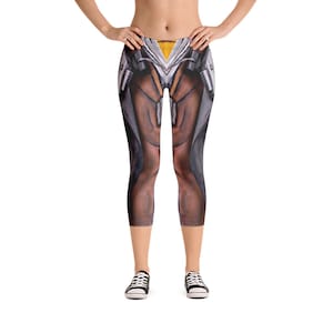 Borderlands Pants Video Game Handsome Jack Cosplay Costume Cell Shaded Gamer Gift All Over Printed Front & Back Capri Leggings All Sizes