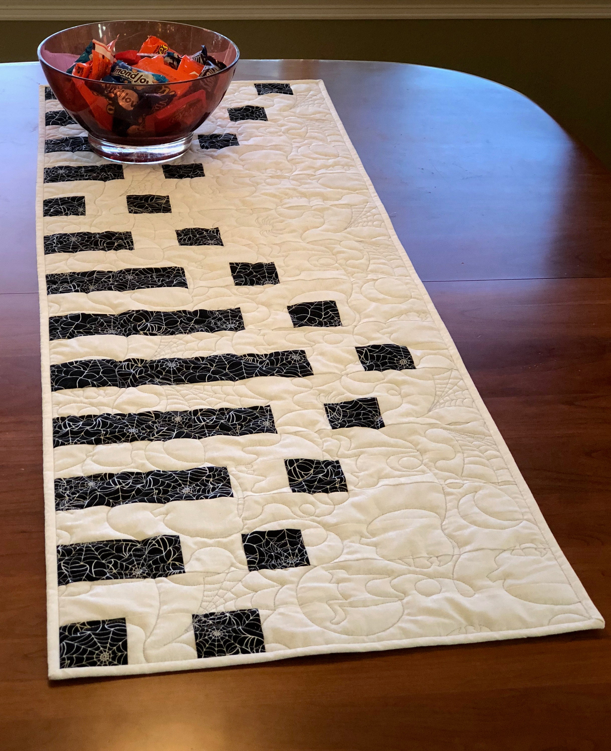 Modern Halloween Quilted Table Runner Patchwork Table Runner Etsy Modern Halloween Quilted Table Runner Patchwork Table Runner Etsy