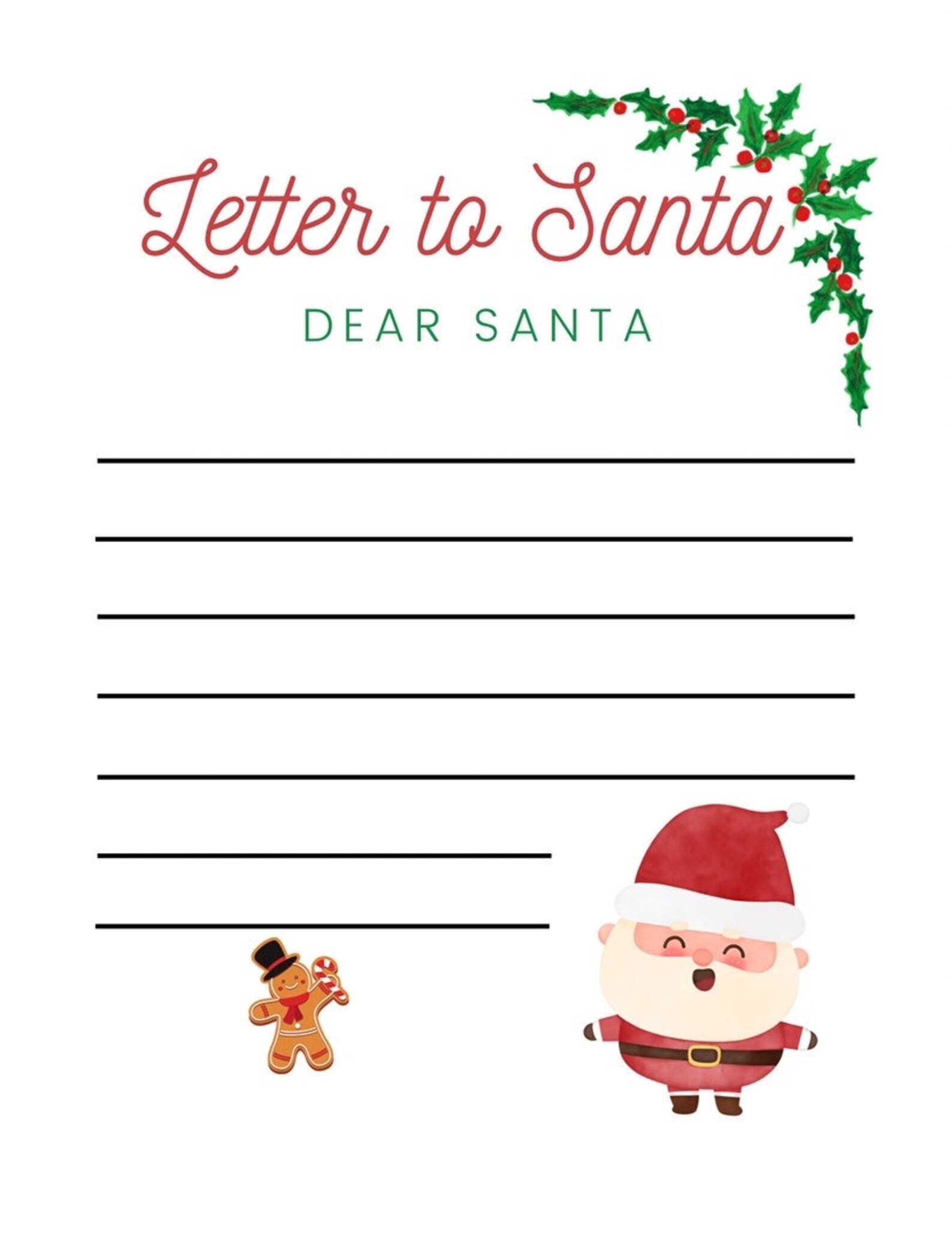 Letter to Santa PRINTABLE / Kids Letter to Santa / Santa - Etsy