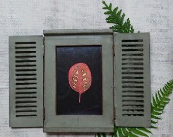 Watercolor Leaf w/ Vintage Frame | Rustic Farmhouse Decor | ORIGINAL ARTWORK