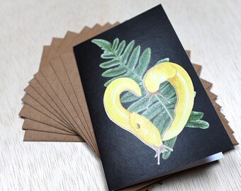 Banana Slug Greeting Card | Botanical Illustration Blank Notecard | Spring Mother's Day Celebration | PNW Nature Decor