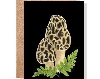 Morel Mushroom Greeting Card | Botanical Illustration Blank Notecard | Spring Mother's Day Celebration | PNW Nature Decor