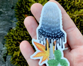 Shaggy Mane Ink Cap Mushroom Sticker | vinyl waterproof laptop water bottle bumper sticker decal | journaling decoration | scrapbooking