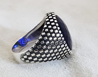 Personal Order Star Sapphire and Herkimer Diamonds Silver Ring 7 12 size,