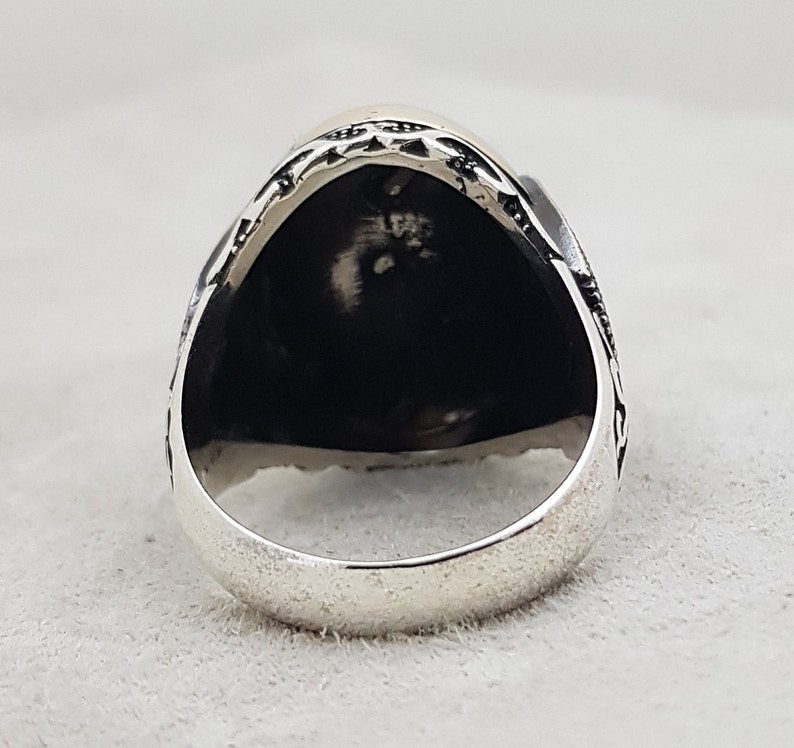 Mens Onyx Ring Mens Silver Black Ring Engagement Mens Ring Etsy