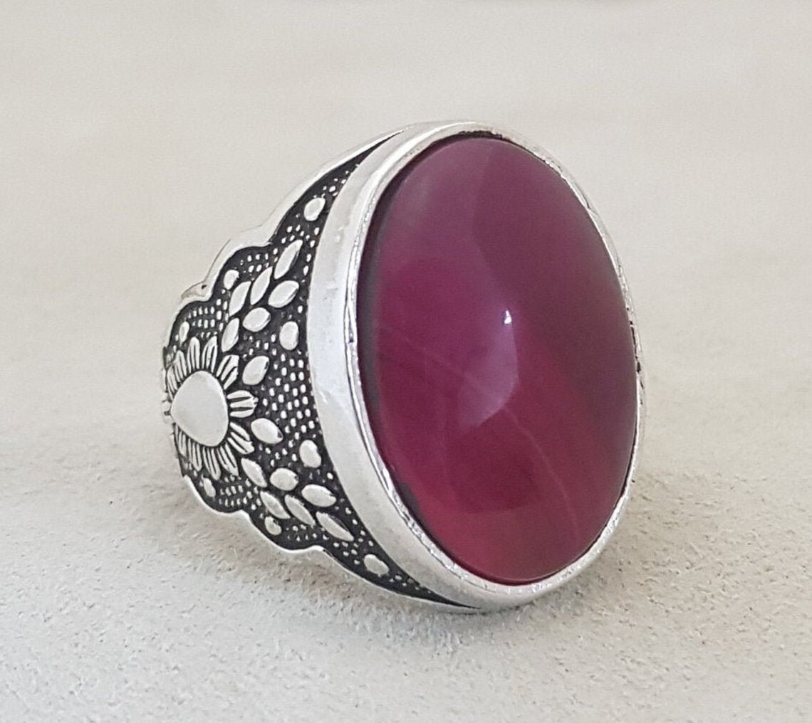 Engraved Mens Rings Ruby Ring for Men Man Jewelry Handmade 925 Etsy