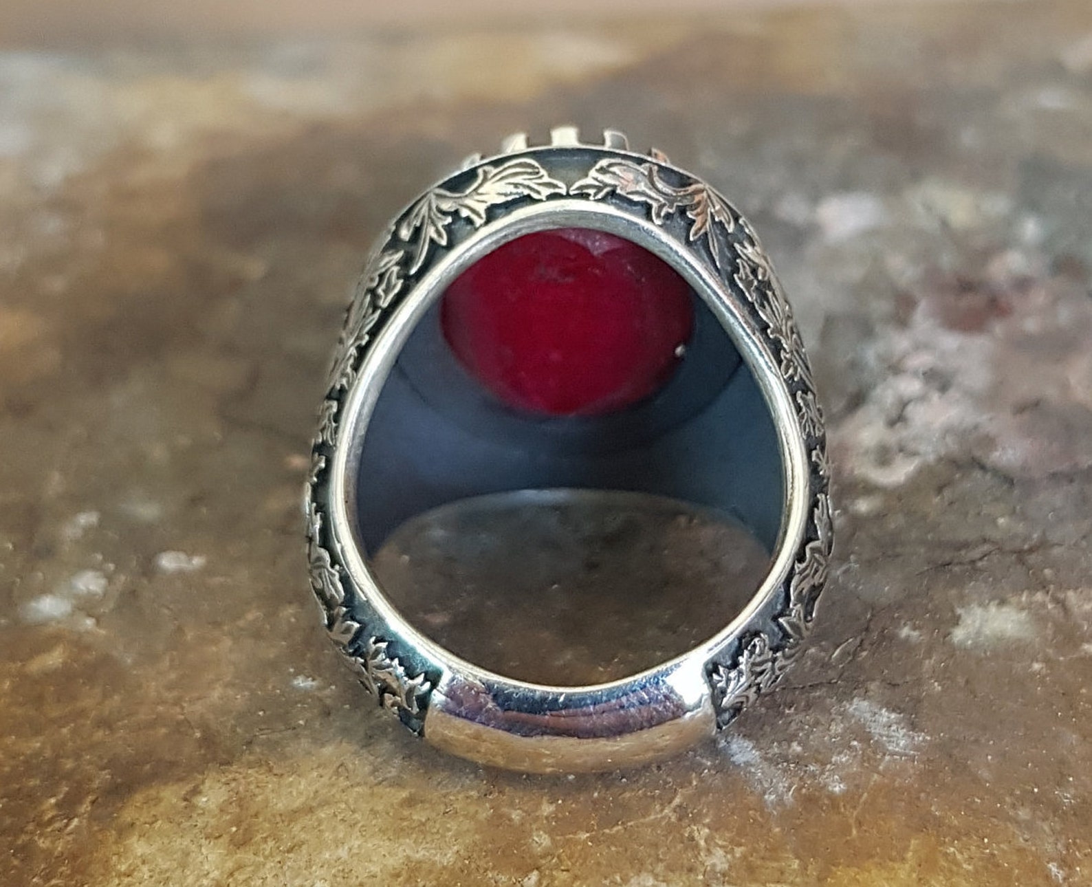 Engraved Mens Rings Ruby Ring for Men Man Jewelry Handmade 925 Etsy