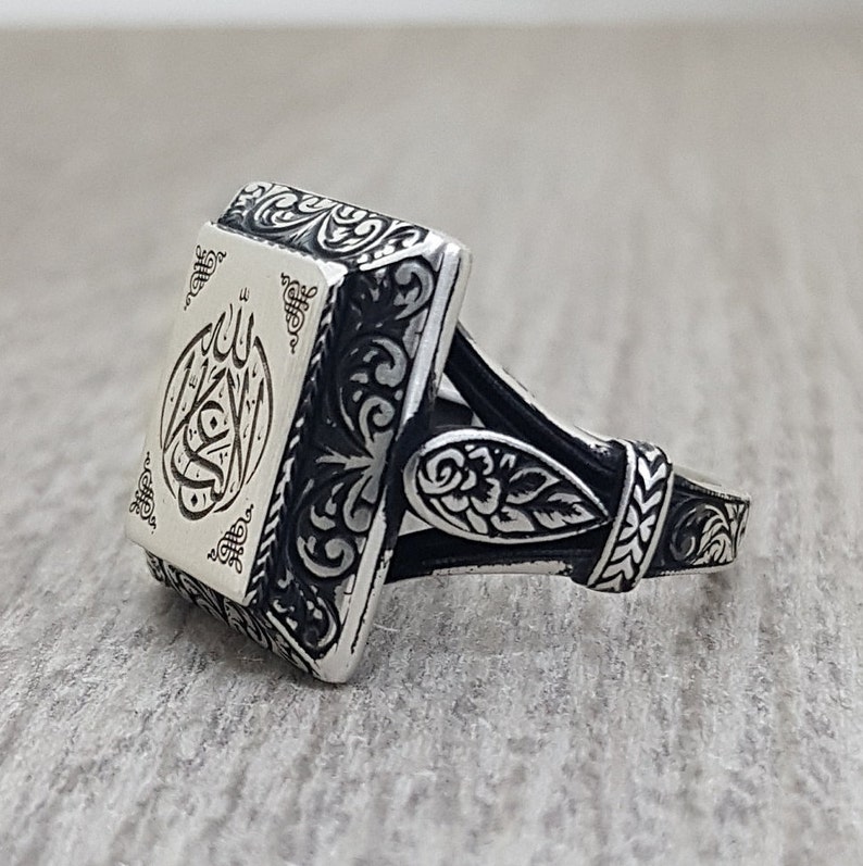 Handmade Islamic Mens Ring Engraved by Hand Silver Frame Etsy