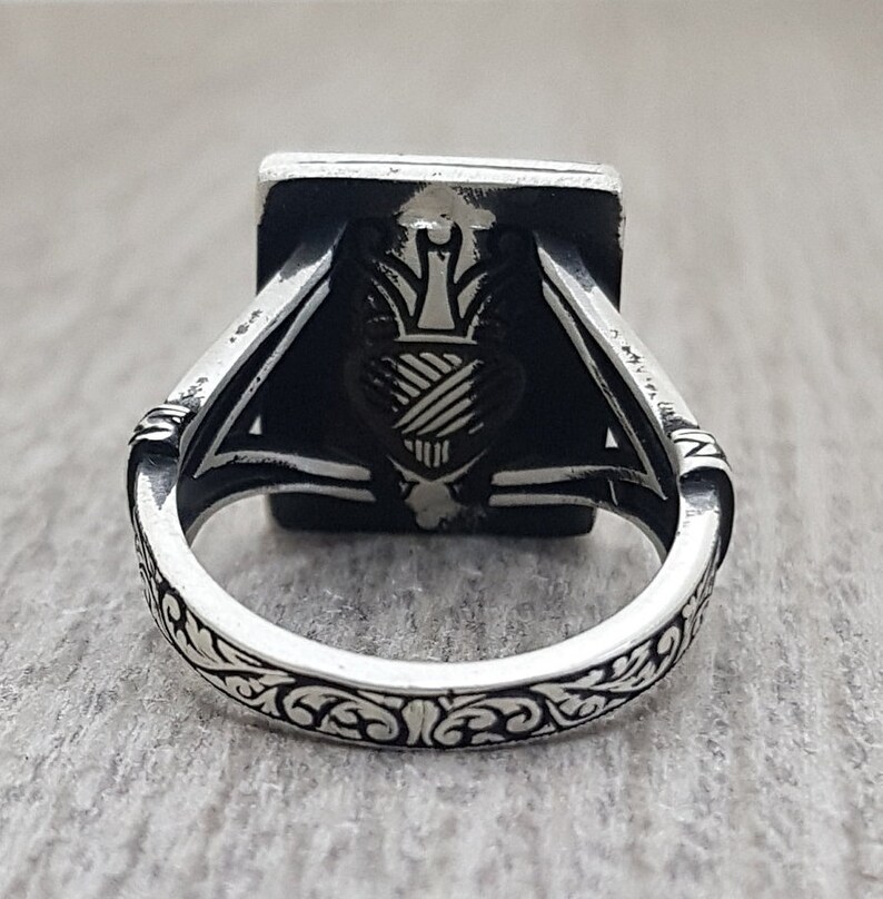 Handmade Islamic Mens Ring Engraved by Hand Silver Frame Etsy