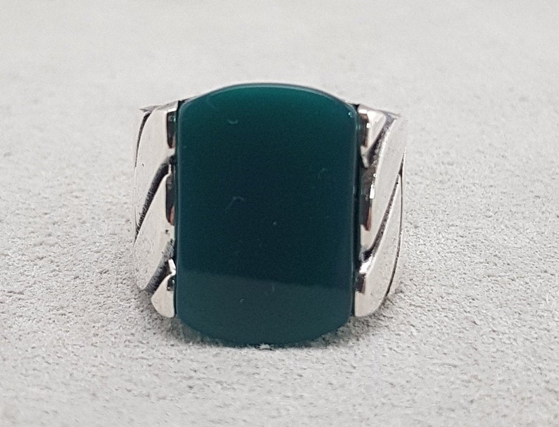 Unique Mens Ring For Men Jade Gemstone Man Jewelry Silver Engraved Ring free express shipping