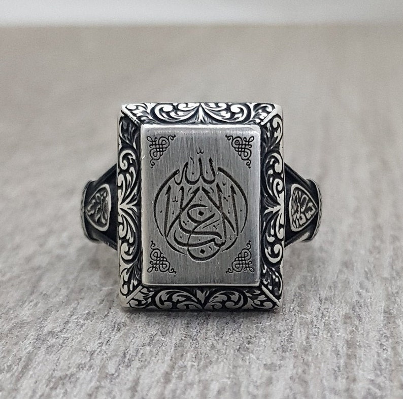 Handmade Islamic Mens Ring Engraved by Hand Silver Frame Etsy