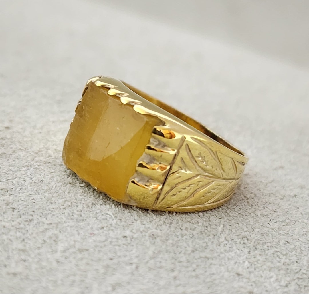 14k Gold Ring. Emerald Stone Men Ring. Gold Ring - Etsy