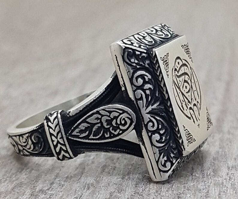 Handmade Islamic Mens Ring Engraved by Hand Silver Frame Etsy