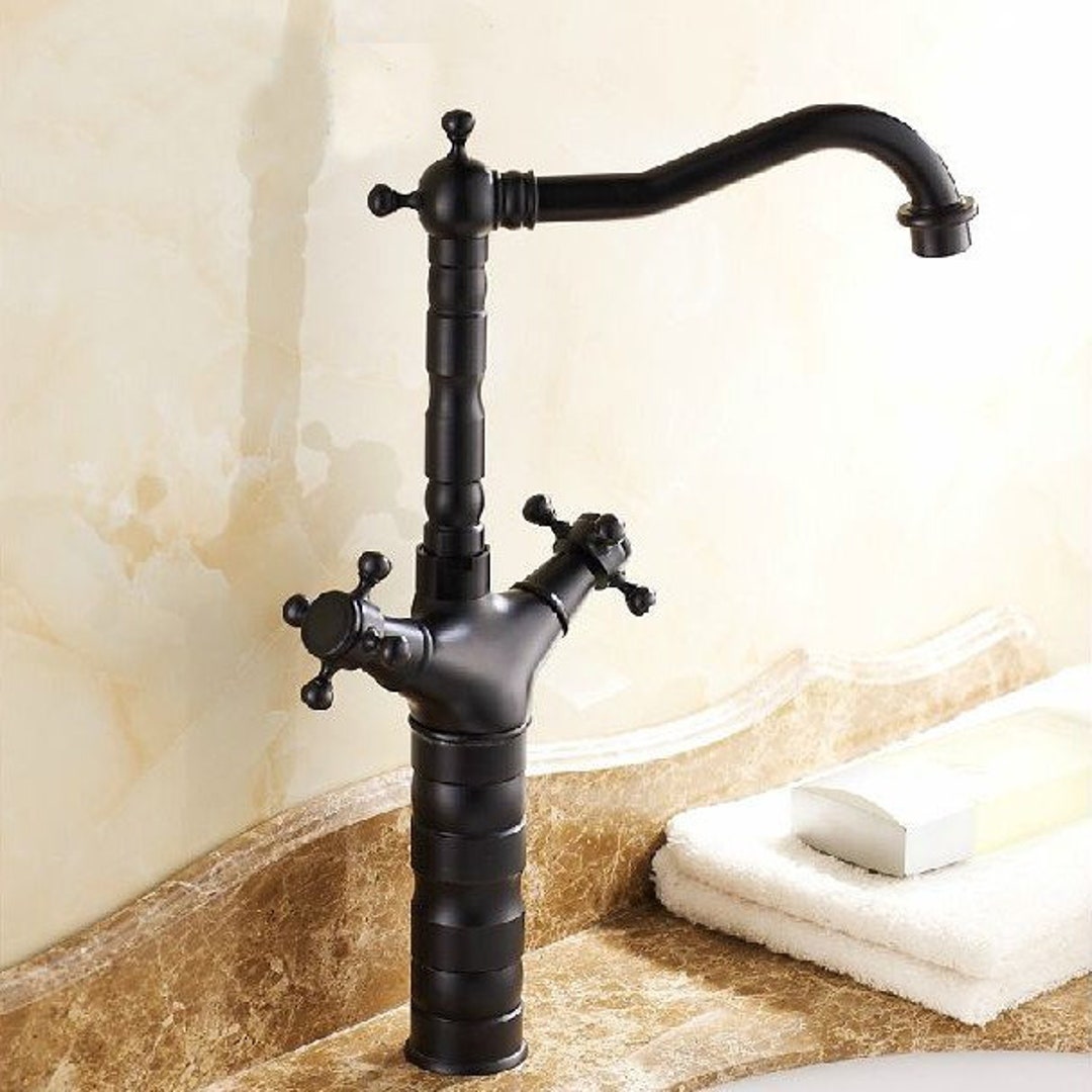 Black Brass Faucet for Bathroom Vanity & Vessel Sink Bathroom - Etsy