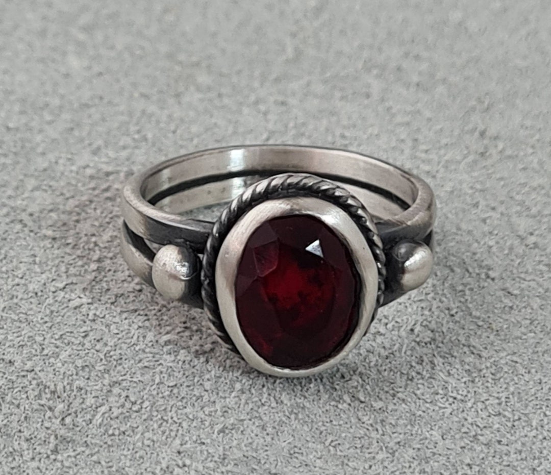 Vintage Ruby Ring Sterling Silver Ruby Ring Antique Ring - Etsy