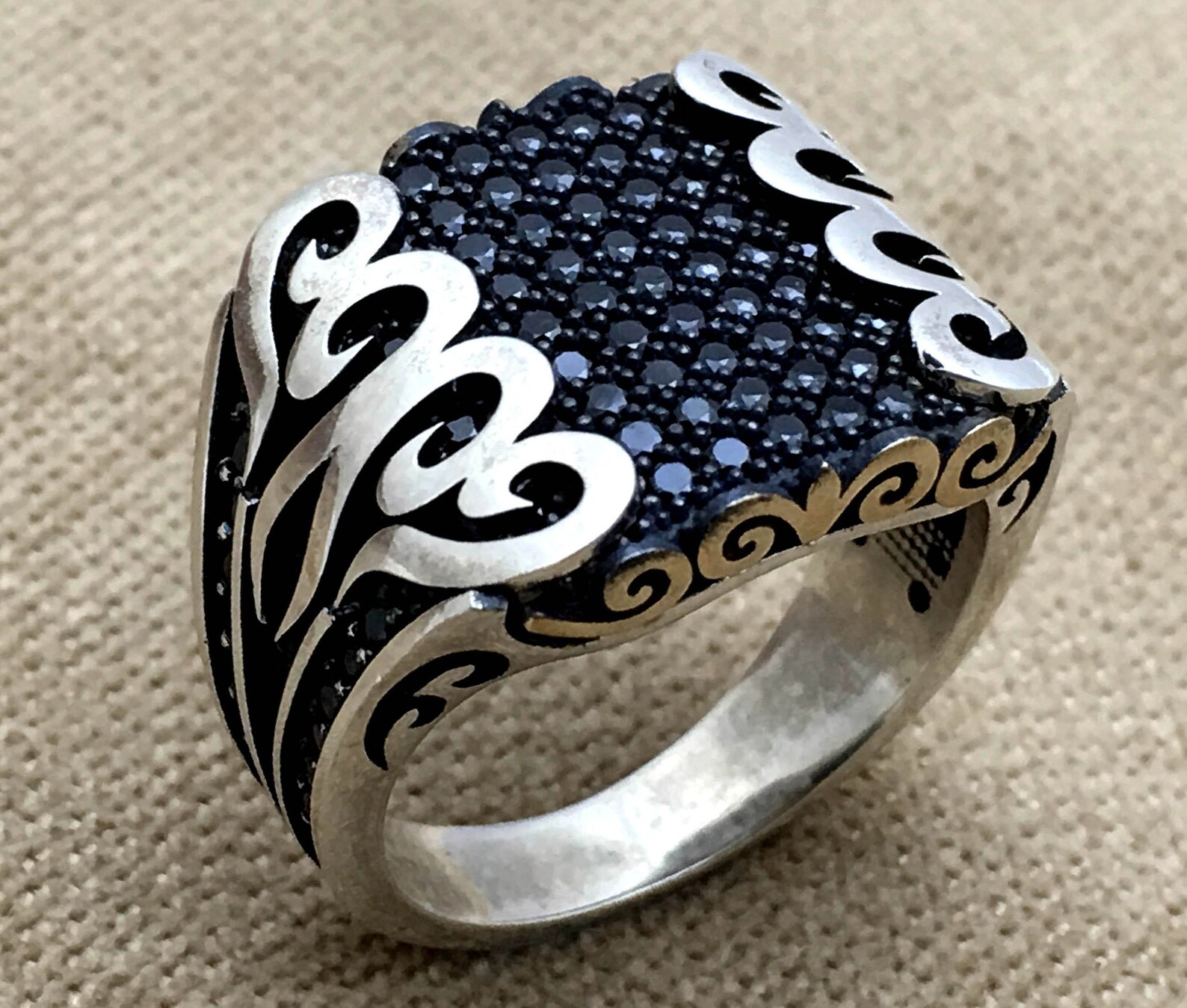 Sterling Silver Black Stone Men Ring. Free Express Shipping Etsy