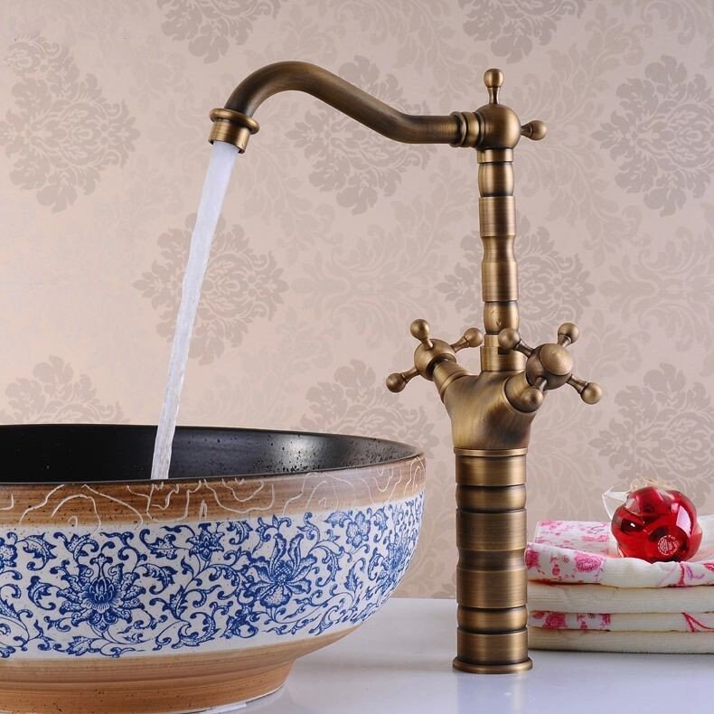 Antique Byzantium Brass Faucet for Bathroom Vanity & Vessel - Etsy