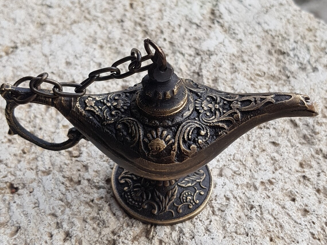 Aladdin Lamp Oil Burner Genie Lamp. Oriental Brass Oil Lamp Etsy