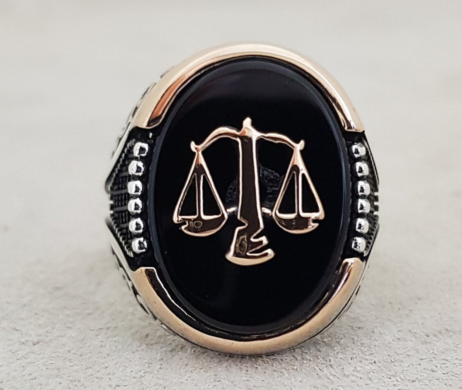 Scale of Justice Men Ring Sterling Silver 925 All Sizes Free Etsy UK