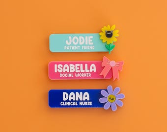 Custom Acrylic Name Badge with Charm: Personalized Job Title Tag