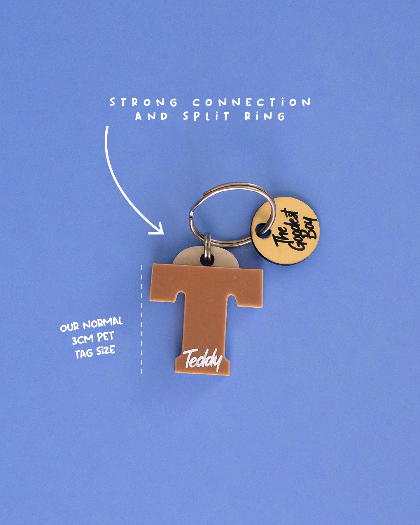 Letter (A-Z) Pet Tag With Engraved Dog or Cat Name and Contact Details ...